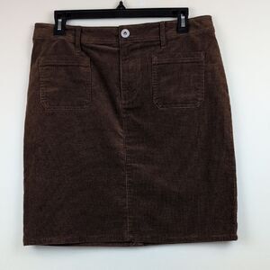J. Jill Brown Corduroy Skirt Classic Preppy Like New Size 10P